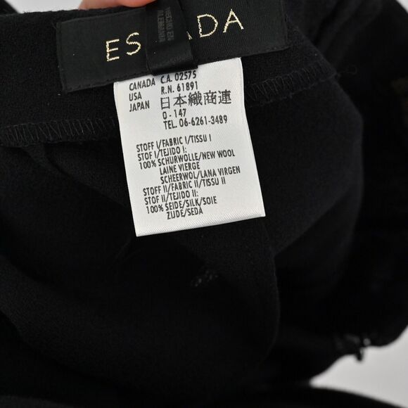 ESCADA Pants Womens Sz 42 Black Wool Beaded Silk Patchwork High Rise Tapered Leg - Picture 11 of 15